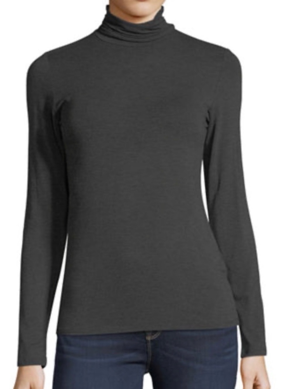 Majestic Paris Neiman Marcus Women's Charcoal Turtleneck Long Sleeve Top